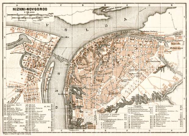 Nizhny Novgorod (Нижнiй Новгородъ) city map, 1914. Use the zooming tool to explore in higher level of detail. Obtain as a quality print or high resolution image