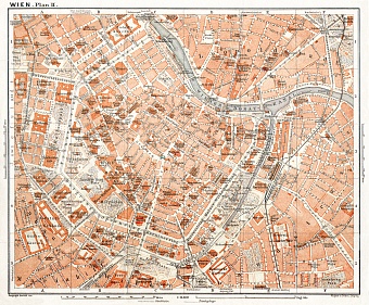 Vienna (Wien), central part map, 1913