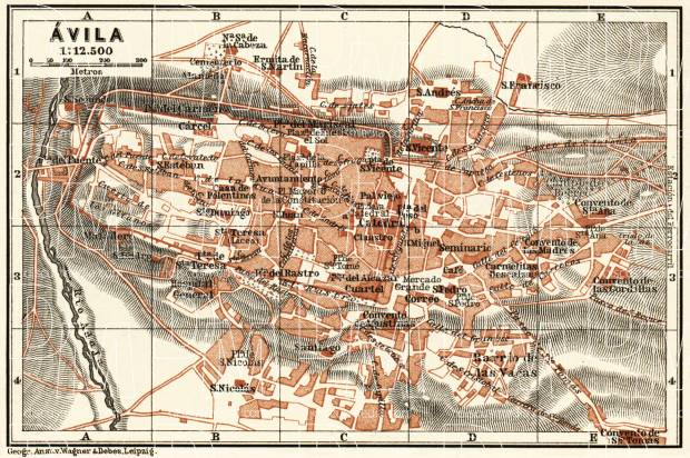 Ávila city map, 1899. Use the zooming tool to explore in higher level of detail. Obtain as a quality print or high resolution image