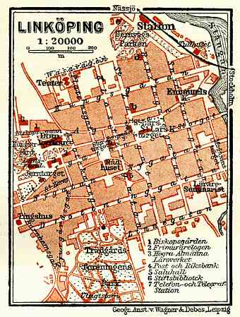 Linköping city map, 1910