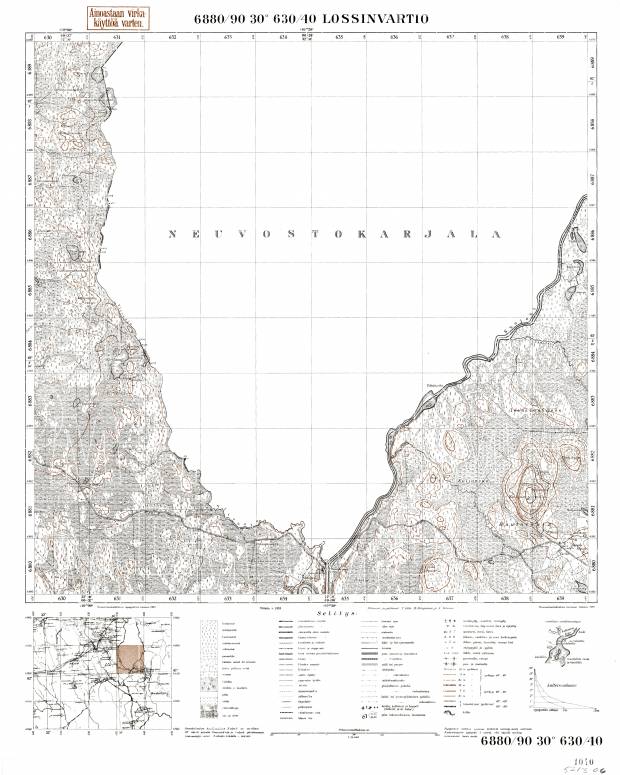 Hautavara. Lossinvartio. Topografikartta 521306. Topographic map from 1940. Use the zooming tool to explore in higher level of detail. Obtain as a quality print or high resolution image