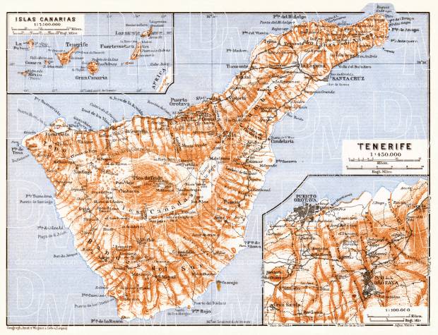 Tenerife and the Canary Islands map, 1911. Use the zooming tool to explore in higher level of detail. Obtain as a quality print or high resolution image