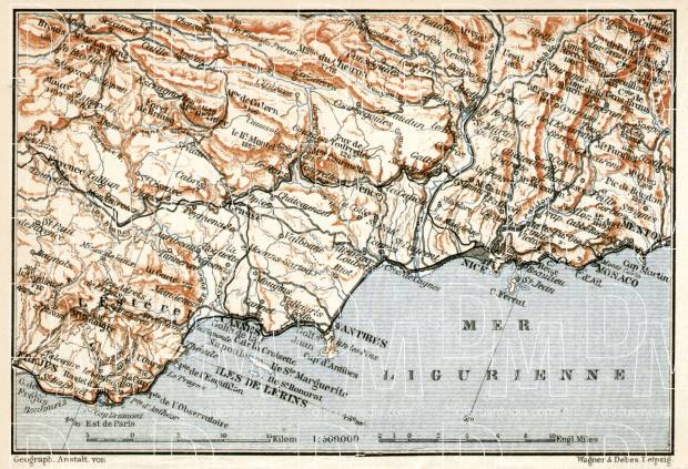French Riviera from Fréjus to Menton, 1902. Use the zooming tool to explore in higher level of detail. Obtain as a quality print or high resolution image