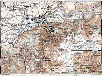 Karlsbad (Karlový Vary) and environs map, 1910