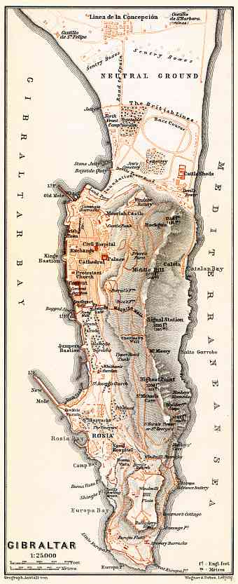 1800'S MAP SPAIN PORTUGAL MADRID GIBRALTAR REPRO POSTER