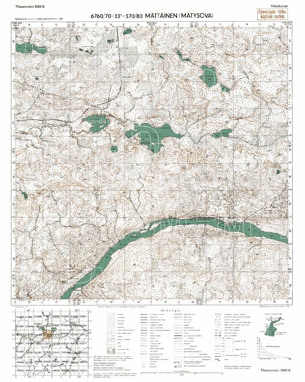 Mjatusovo. Mättäinen. Topografikartta 513312. Topographic map from 1943. Use the zooming tool to explore in higher level of detail. Obtain as a quality print or high resolution image
