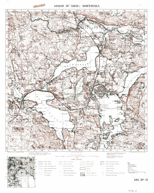 Sortavala. Topografikartta 414211. Topographic map from 1924. Use the zooming tool to explore in higher level of detail. Obtain as a quality print or high resolution image