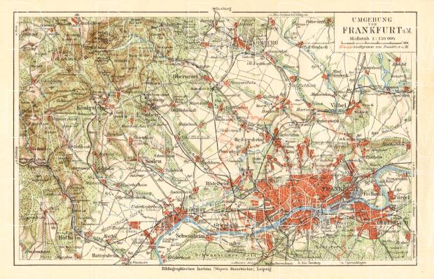 Frankfurt am Main environs map, 1927. Use the zooming tool to explore in higher level of detail. Obtain as a quality print or high resolution image