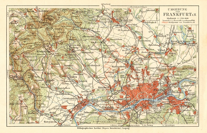 Frankfurt am Main environs map, 1927