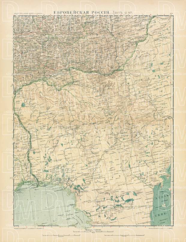 European Russia Map, Plate 12: South Urals. 1910. Use the zooming tool to explore in higher level of detail. Obtain as a quality print or high resolution image