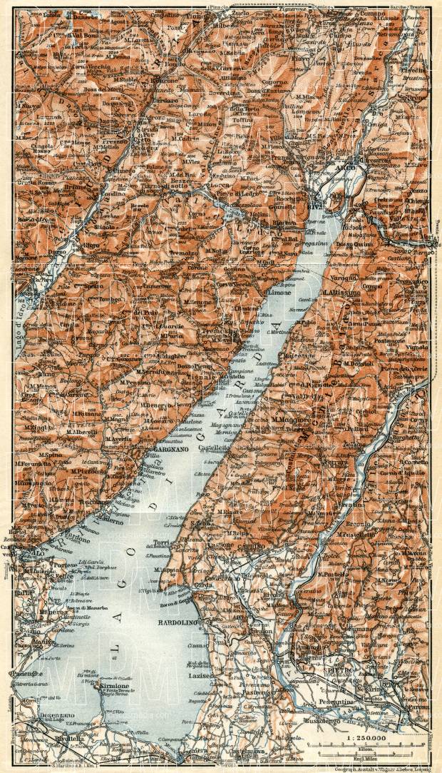 Garda Lake district map, 1913. Use the zooming tool to explore in higher level of detail. Obtain as a quality print or high resolution image