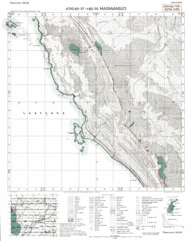Mannensuo Marshes. Maitanansuo. Topografikartta 511308. Topographic map from 1944. Use the zooming tool to explore in higher level of detail. Obtain as a quality print or high resolution image