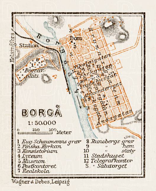 Borgå (Porvoo) town plan, 1929. Use the zooming tool to explore in higher level of detail. Obtain as a quality print or high resolution image