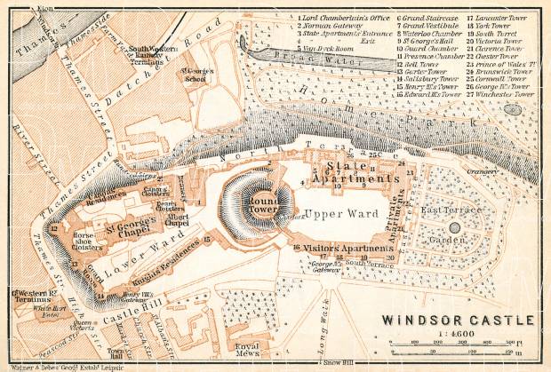 Windsor Castle map, 1909. Use the zooming tool to explore in higher level of detail. Obtain as a quality print or high resolution image