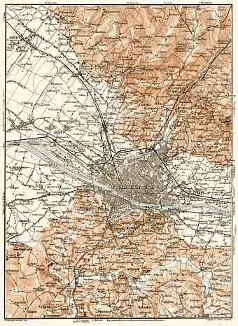 Florence (Firenze) environs map, 1908