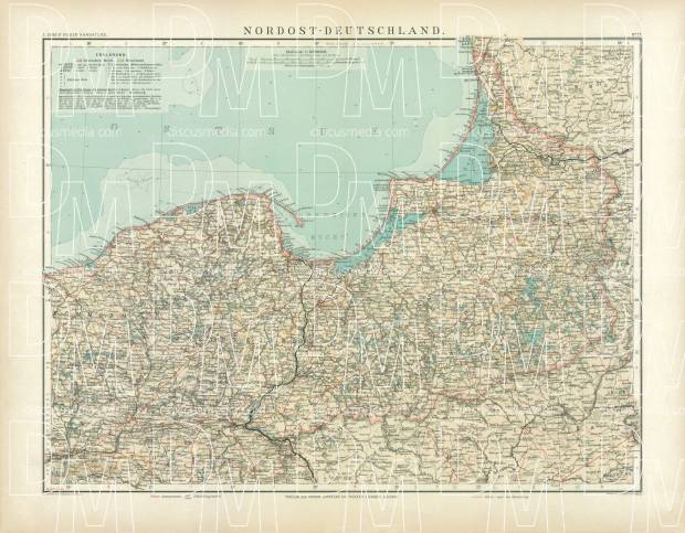 Northeastern Germany Map, 1905. Use the zooming tool to explore in higher level of detail. Obtain as a quality print or high resolution image
