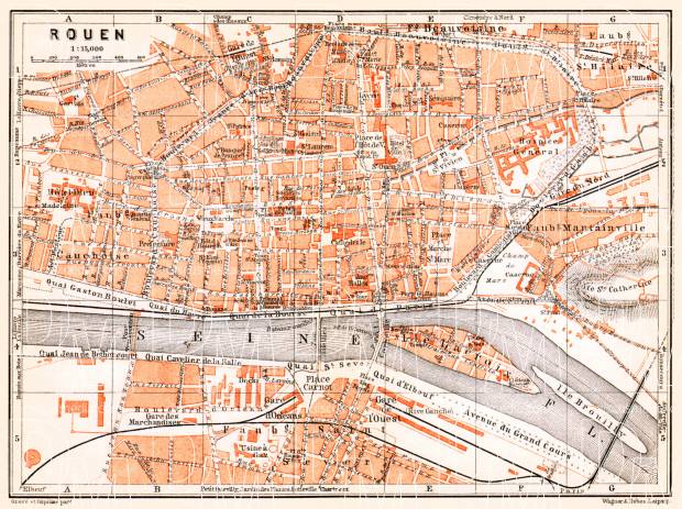 Rouen city map, 1910. Use the zooming tool to explore in higher level of detail. Obtain as a quality print or high resolution image