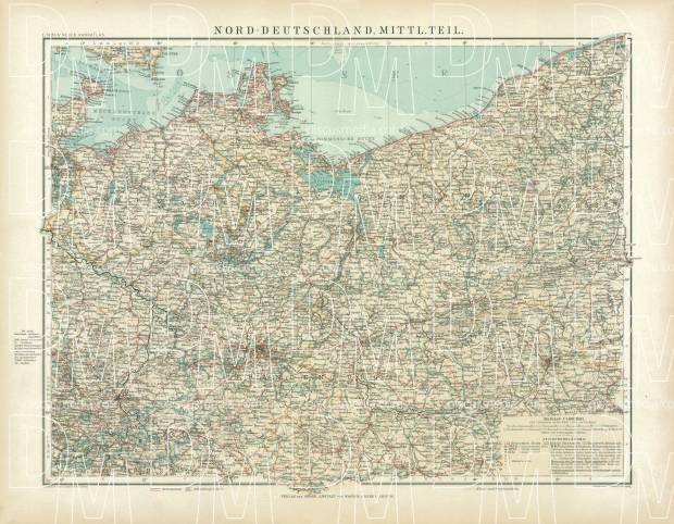 Northern Germany Map (Central Part), 1905. Use the zooming tool to explore in higher level of detail. Obtain as a quality print or high resolution image