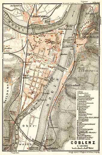 Coblenz city map, 1906