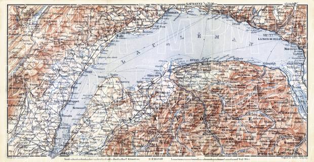 Lake of Geneva (Lac Léman, Genfersee), 1897. Use the zooming tool to explore in higher level of detail. Obtain as a quality print or high resolution image