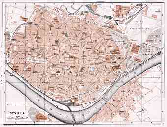 Seville (Sevilla) city map, 1911