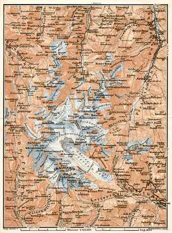 Glockner Mountains map, 1906