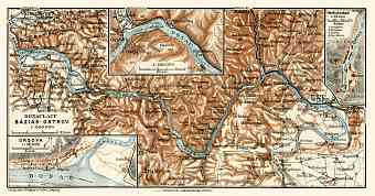 Herkulesbad (Baile Herculane, Herkulesfürdö), Orsova (Orsova), town plans. Orsova environs. Danube River course from Báziás (Baziaş) to Ostrov (Orşova), 1929