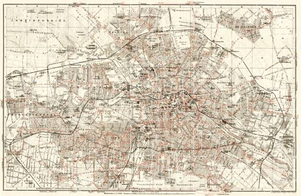 Berlin, city map with tramway and S-Bahn networks, 1906. Use the zooming tool to explore in higher level of detail. Obtain as a quality print or high resolution image