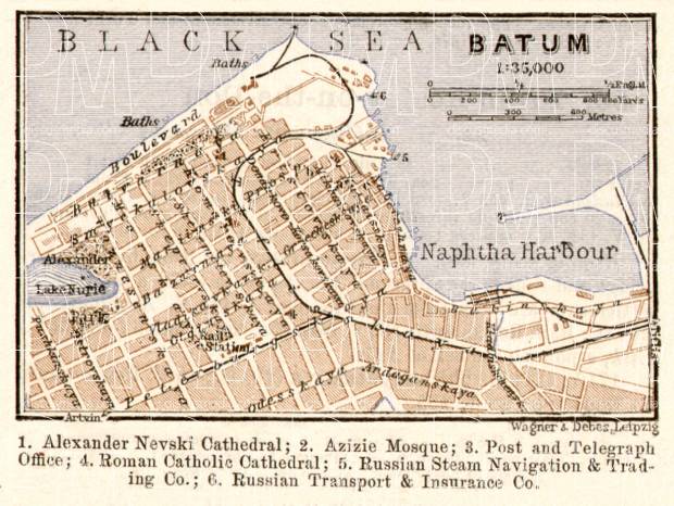 Batum (ბათუმი, Batumi) town plan, 1914. Use the zooming tool to explore in higher level of detail. Obtain as a quality print or high resolution image