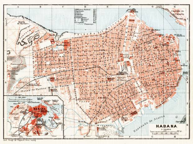 Havana (Habana), city map. Map of the Environs of Havana (Habana), 1909. Use the zooming tool to explore in higher level of detail. Obtain as a quality print or high resolution image