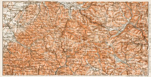 Schwarzwald (the Black Forest). The Höllentalbahn railroad and Felberg-Belchen region map, 1909. Use the zooming tool to explore in higher level of detail. Obtain as a quality print or high resolution image