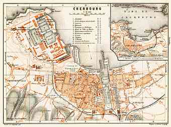 Cherbourg city map, 1910