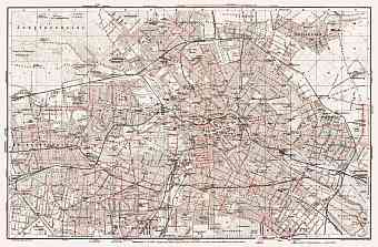 Berlin, city map with tramway and S-Bahn networks, 1913