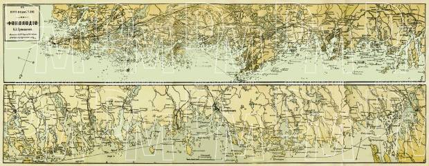 Finland. Map of the south shores from Viipuri to Turku (in Russian), 1889. Use the zooming tool to explore in higher level of detail. Obtain as a quality print or high resolution image