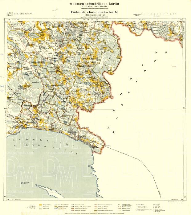 Pervomajskoye. Kivennapa. Taloudellinen kartta. Economic map from 1920. Use the zooming tool to explore in higher level of detail. Obtain as a quality print or high resolution image