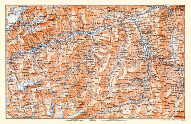 Upper Rhine valleys map, 1897. Use the zooming tool to explore in higher level of detail. Obtain as a quality print or high resolution image