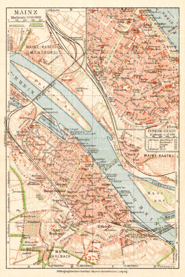 Mainz city map, 1927. Use the zooming tool to explore in higher level of detail. Obtain as a quality print or high resolution image