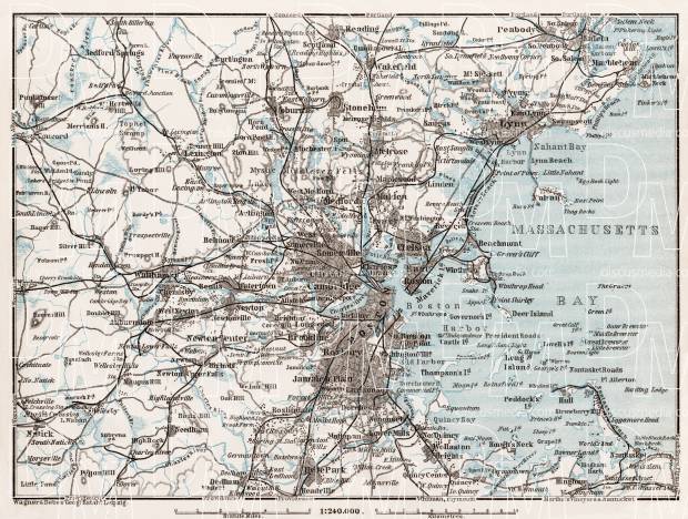Map of the Environs of Boston, 1909. Use the zooming tool to explore in higher level of detail. Obtain as a quality print or high resolution image