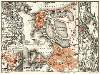 Map of la Rance between Dinan and Saint-Malo, 1913