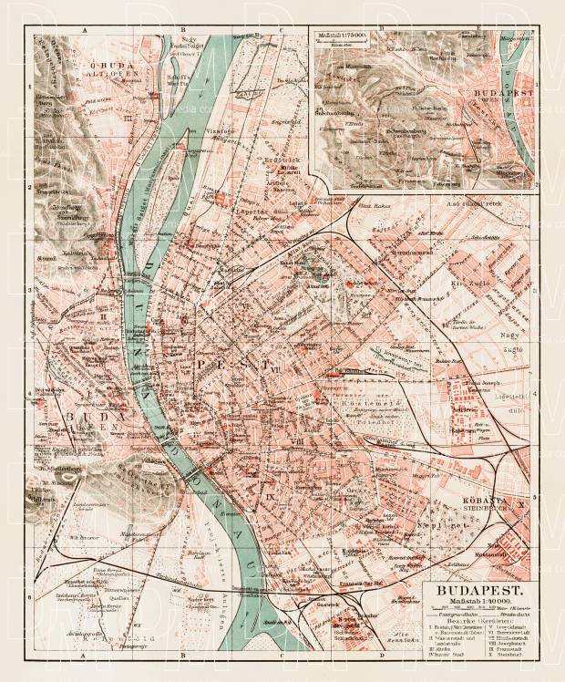 Budapest and its environs map, 1903. Use the zooming tool to explore in higher level of detail. Obtain as a quality print or high resolution image