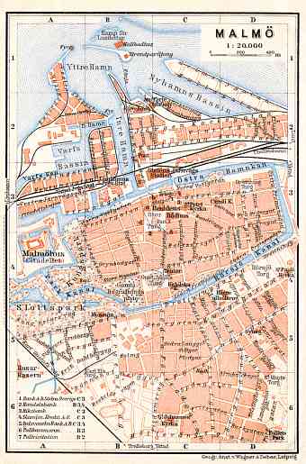Malmö city map, 1910