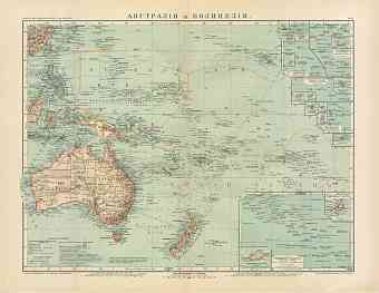 Australia and Polynesia Map (in Russian), 1910