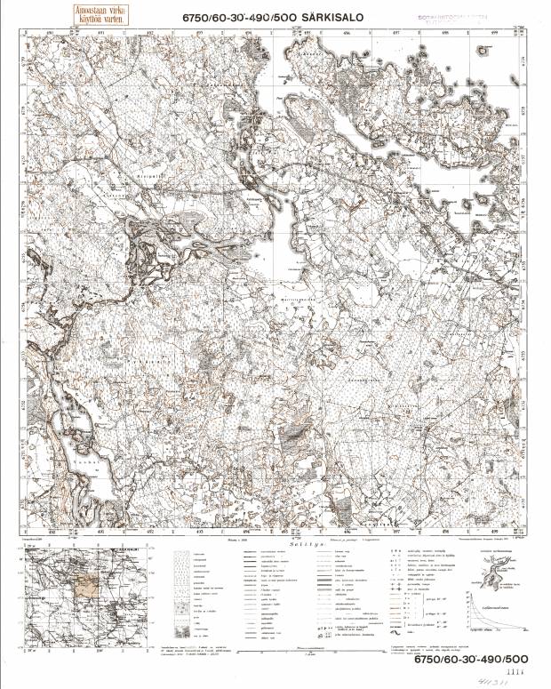 Vybonoje. Särkisalo. Topografikartta 411311. Topographic map from 1938. Use the zooming tool to explore in higher level of detail. Obtain as a quality print or high resolution image