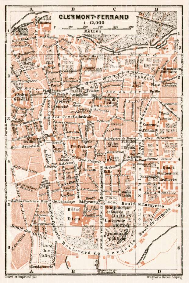 Clermont-Ferrand city map, 1902. Use the zooming tool to explore in higher level of detail. Obtain as a quality print or high resolution image