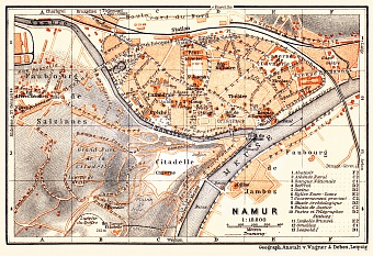 Namur city map, 1904