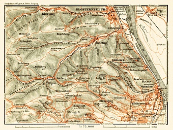 Döbling, Nussdorf and Klosterneuburg region map, 1911