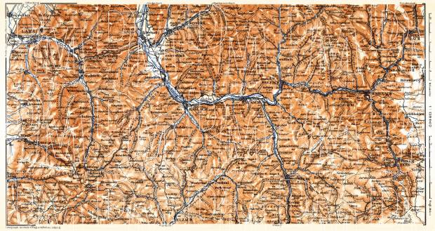 Schwarzwald (the Black Forest). Kinzig Valley (Kinzigtal) map, 1905. Use the zooming tool to explore in higher level of detail. Obtain as a quality print or high resolution image