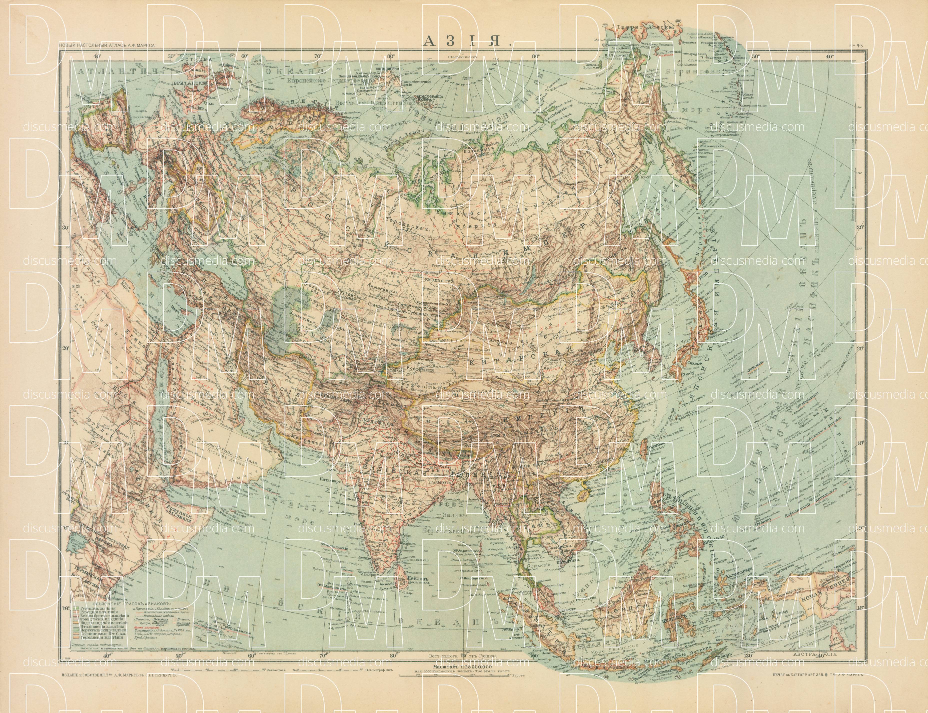 Old map of Asia in 1910. Buy vintage map replica poster print or ...