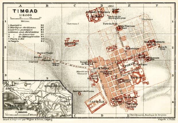 Timgad (Thamugas or Thamugadi) site map, 1909. Use the zooming tool to explore in higher level of detail. Obtain as a quality print or high resolution image