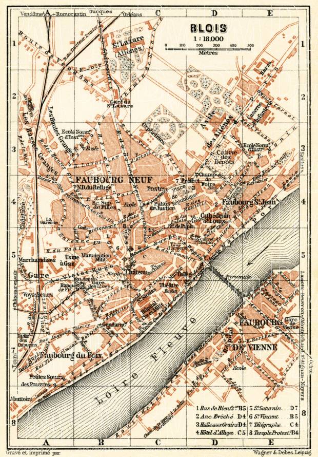 Blois city map, 1913. Use the zooming tool to explore in higher level of detail. Obtain as a quality print or high resolution image